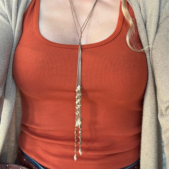 Lariat Necklace Stella & Dot Vintage Gold Tone - Picture 2 of 5